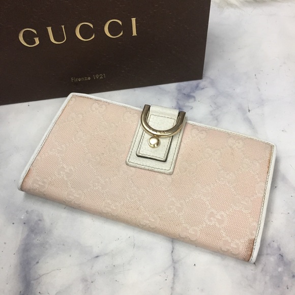 Gucci Handbags - GUCCI pink GG canvas long snap wallet